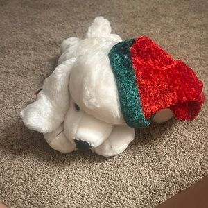White dog with Santa hat